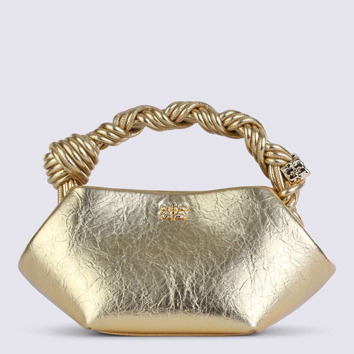 Ganni Sculptural Gold Top Handle Bag