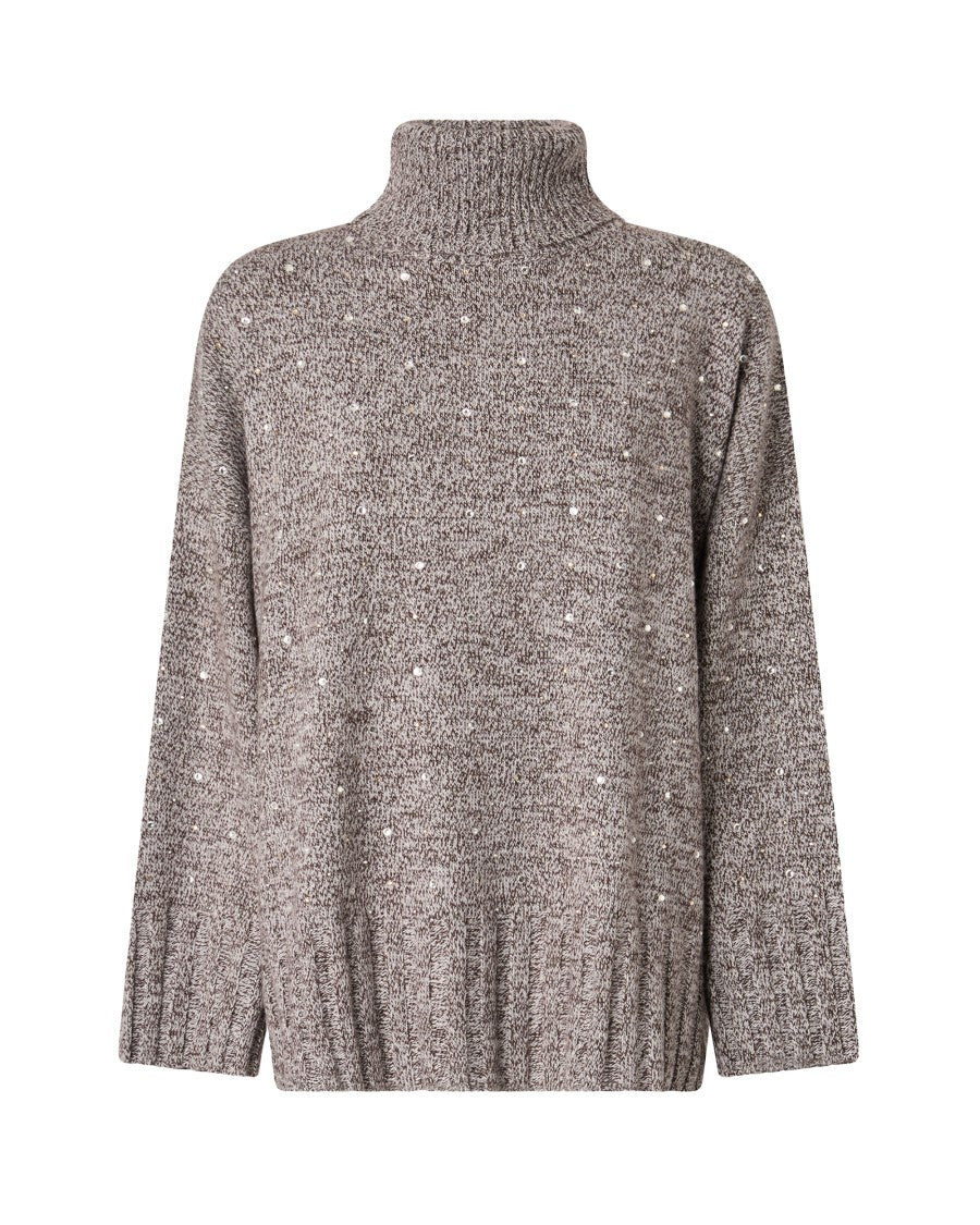 Pinko Wool-Blend Strass Embroidered Sweater
