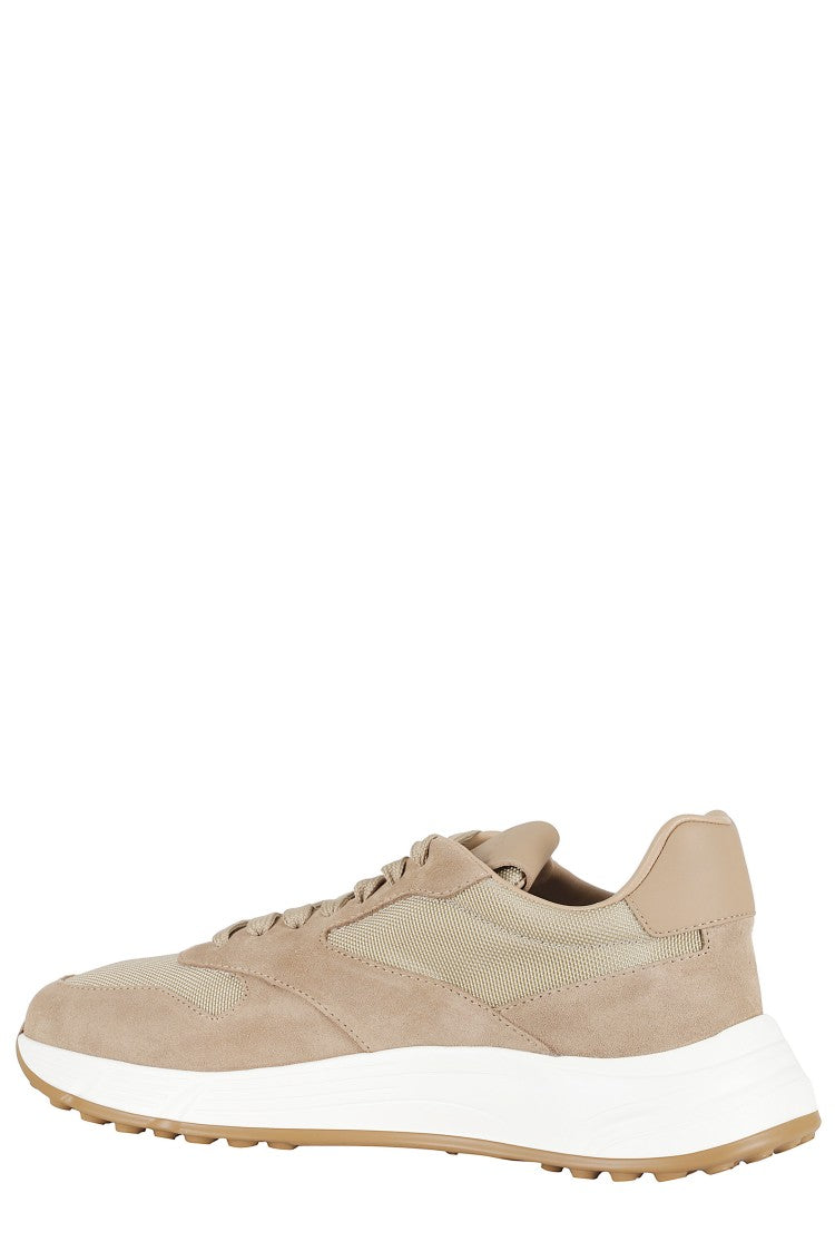 Hogan Sand Hyperlight Laced Suede-Trim Leather Sneakers