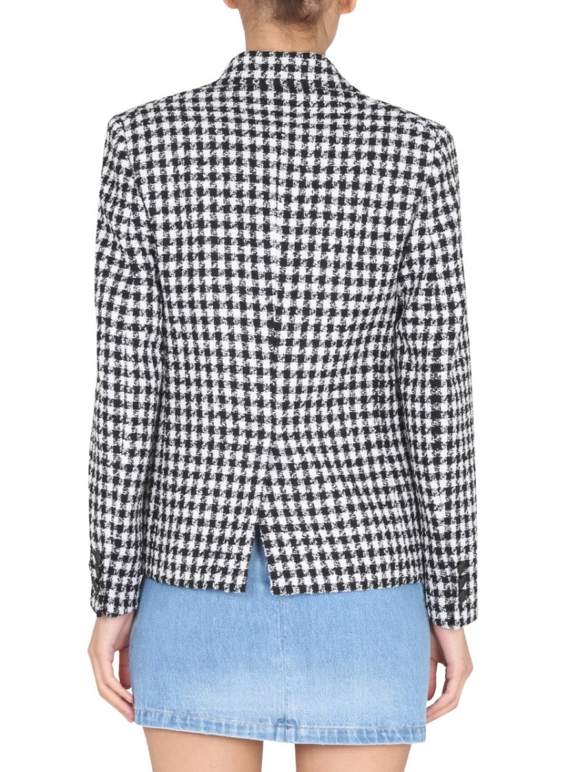 Versace Houndstooth Tweed Jacket With Notched Lapels