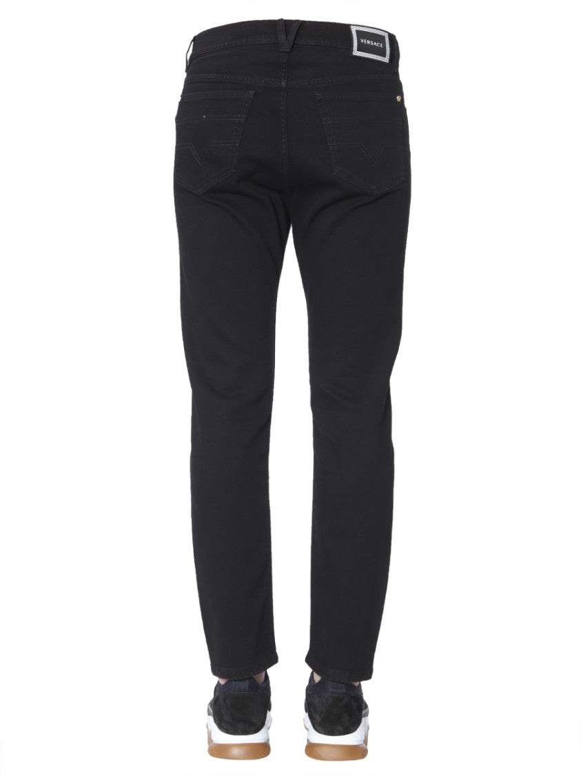 Versace Slim Fit Jeans With Concealed Button Closure