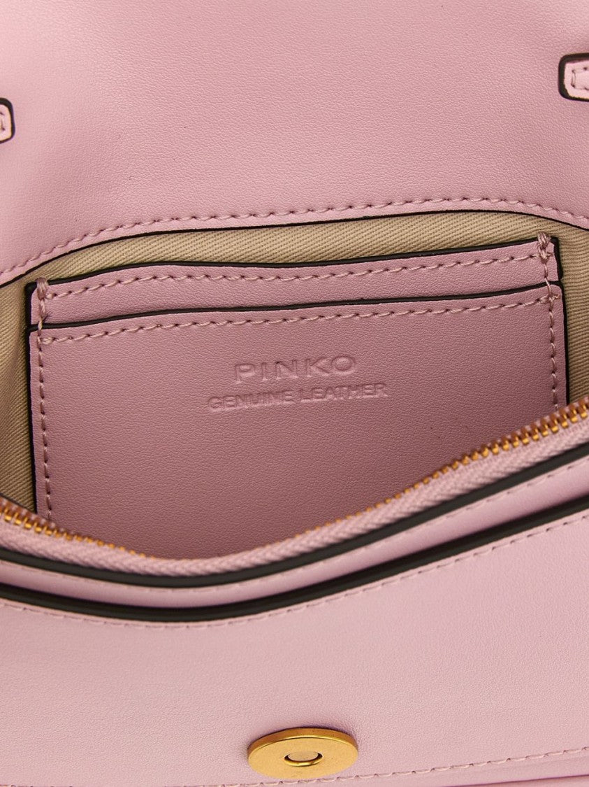Pinko Pink Studded Flap Buckle Shoulder Bag