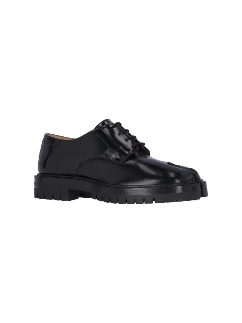 Maison Margiela Black Brushed Leather Tabi Derby Shoes