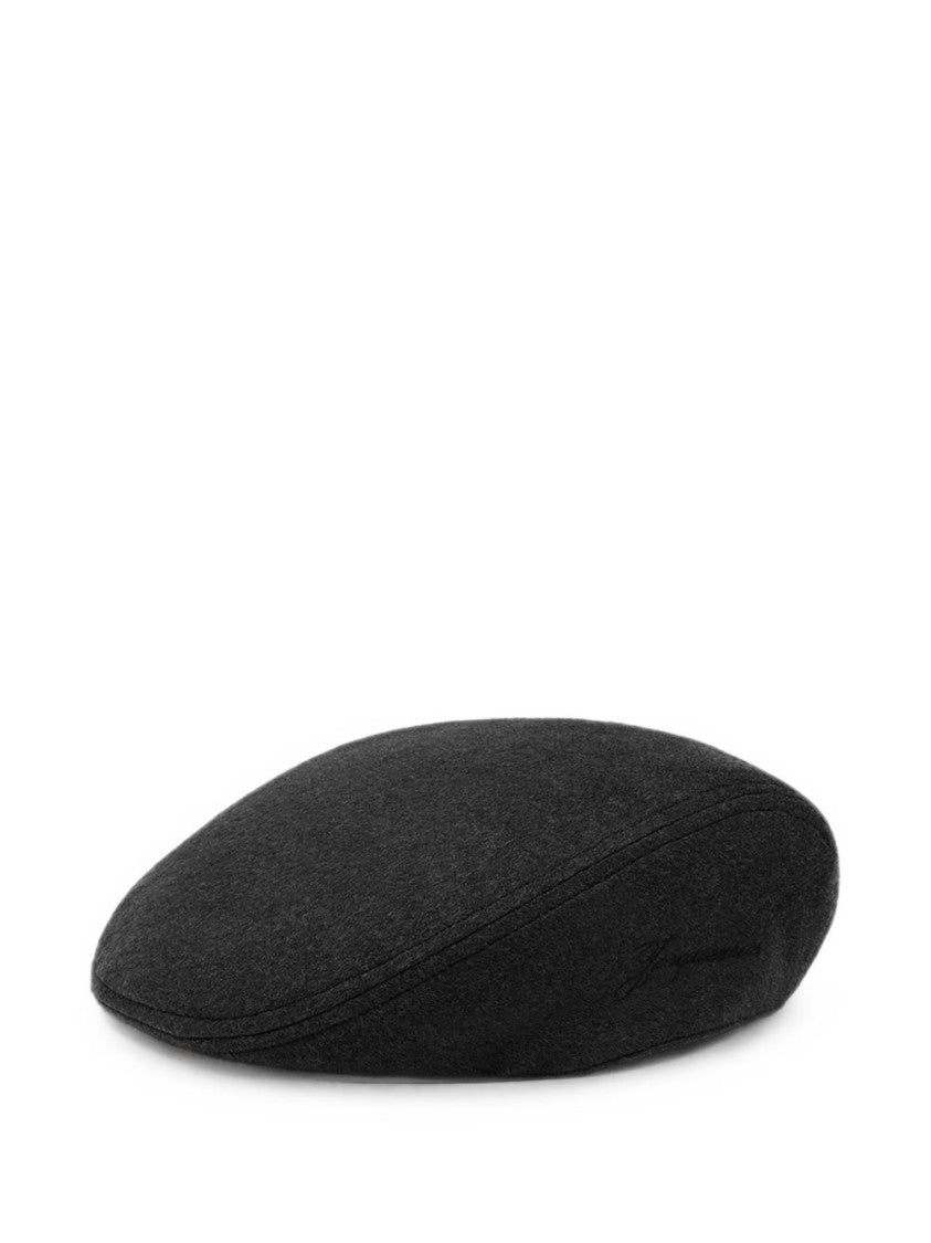 Jacquemus Black Beret-Style Silk Nylon Hat