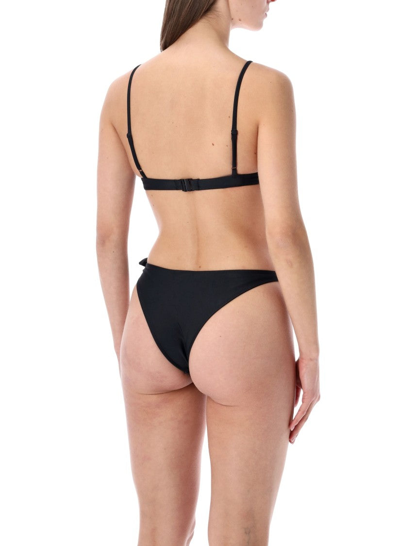 Coperni Sculpted Bikini Top With Floral Accent And Adjustable Straps