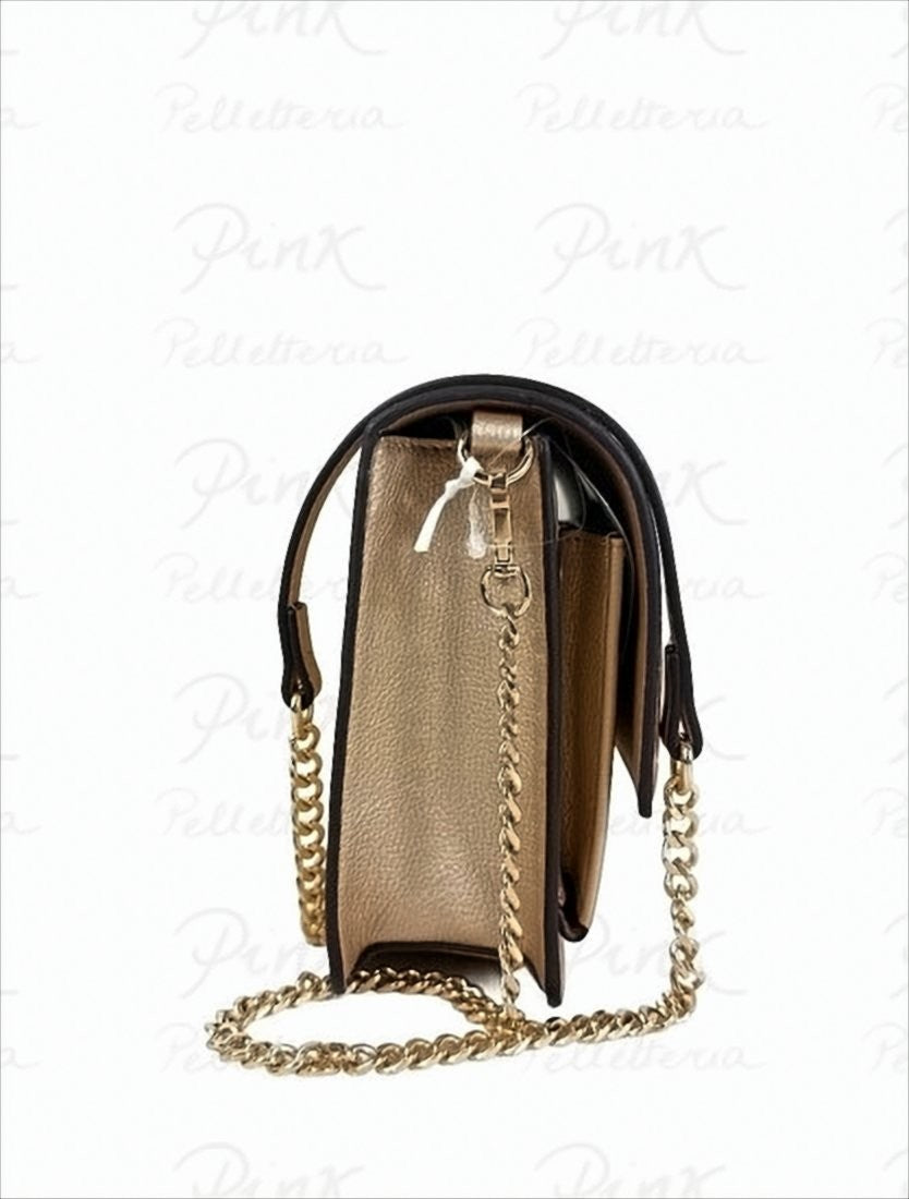 Liu Jo Medium Gold Shoulder Bag With Drummed Texture