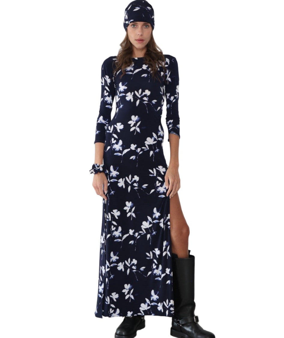 Hawa Made From Love Maha Night Blue Floral Maxi Dress