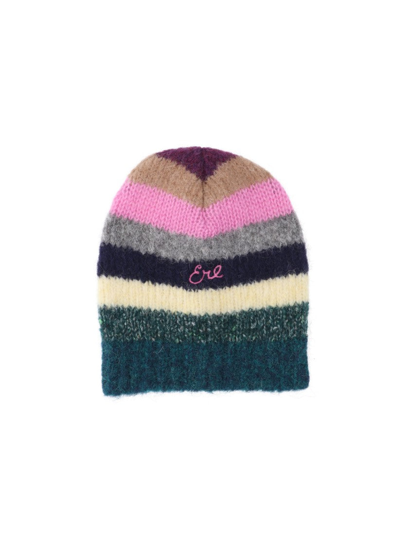 Erl Knitted Beanie Hat With Vibrant Horizontal Stripes