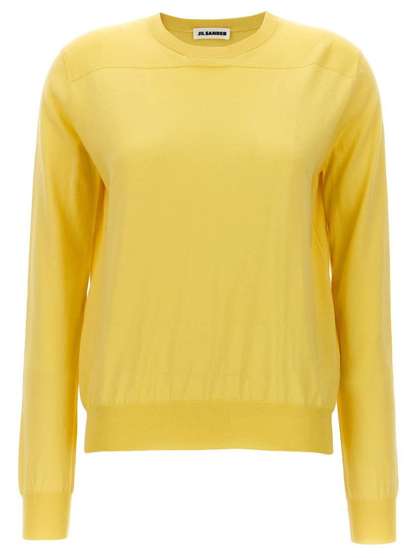 Jil Sander Classic Yellow Round-Neck Sweater With Ribbed Hem