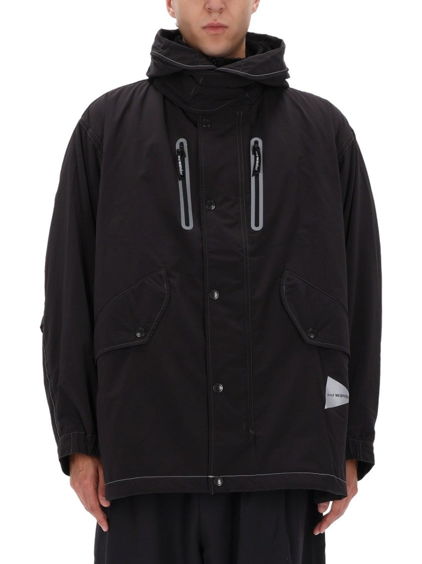 And Wander Loose Fishtail Octa Polyester-Blend Hooded Jacket