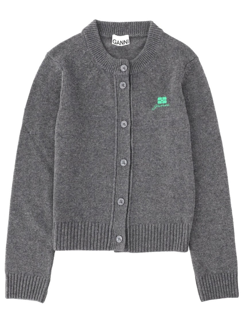 Ganni Regular Fit Embroidered Cardigan