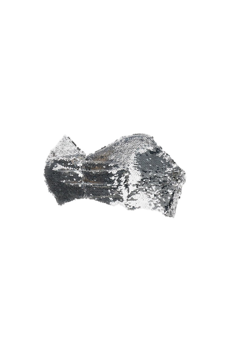 Simone Rocha Shimmering Silver Sequin Bandeau Top With Hook-And-Eye Closure