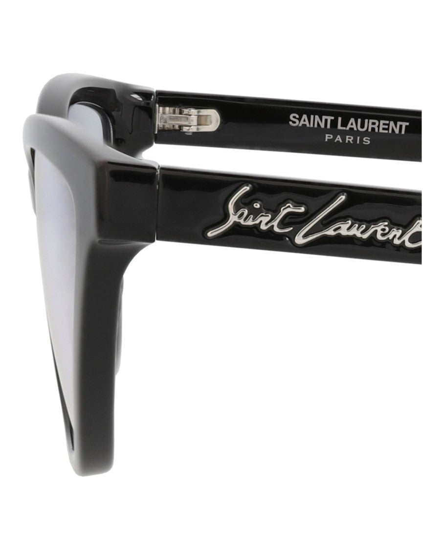 Saint Laurent Glossy Black Cat Eye Sunglasses With Photochromic Lenses