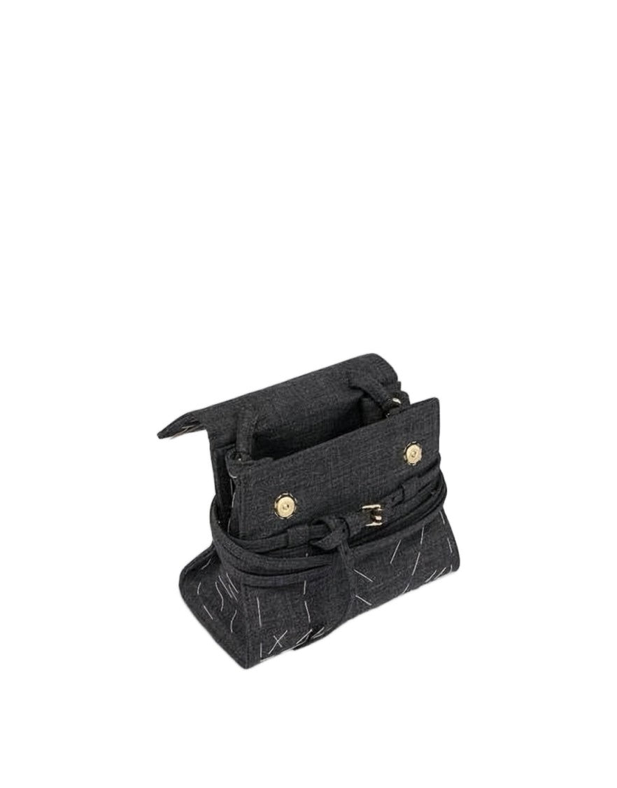Moschino Textured Black Tote Bag With Gold-Tone Accents