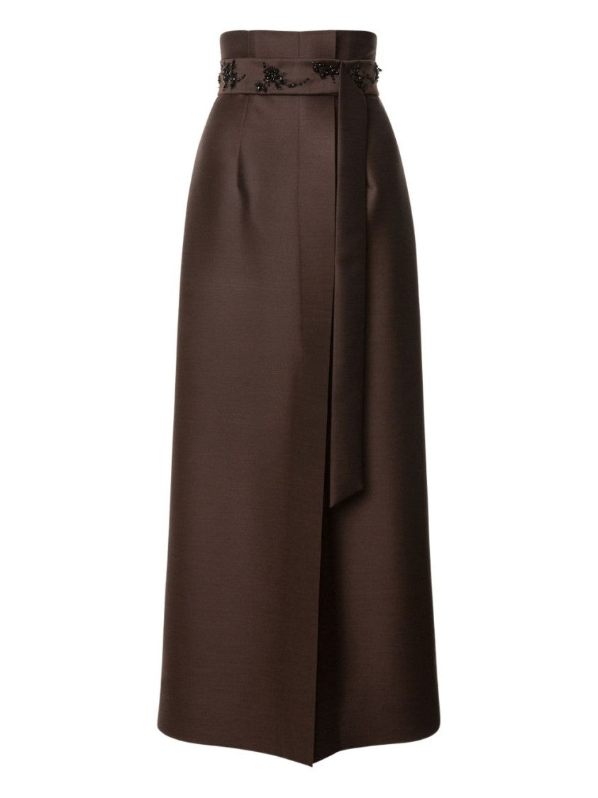 Alberta Ferretti Brown Midi Skirt With High Waist