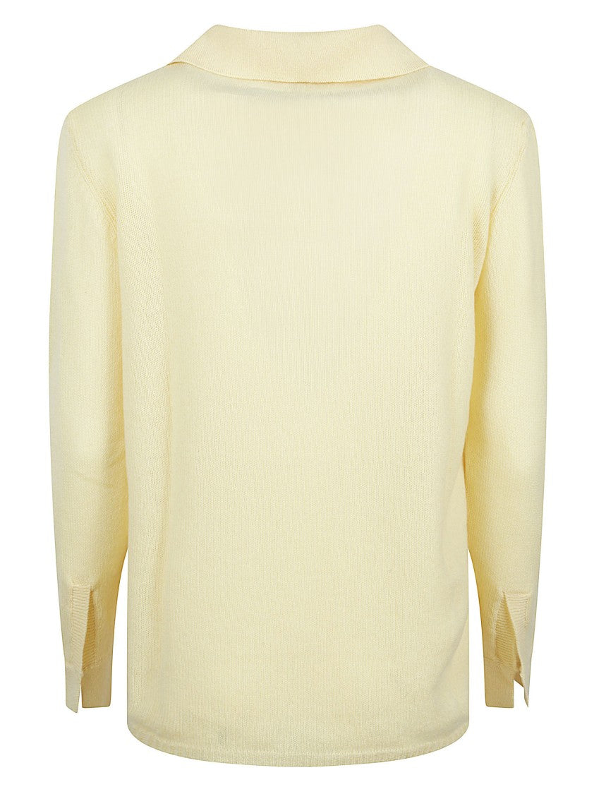 Be You Light Yellow Knit Polo Top