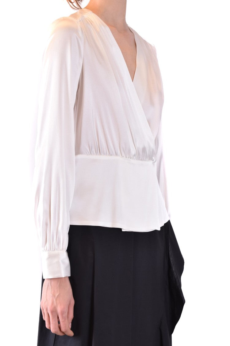 Pinko Silk Blend Blouse With Wrap-Style Front