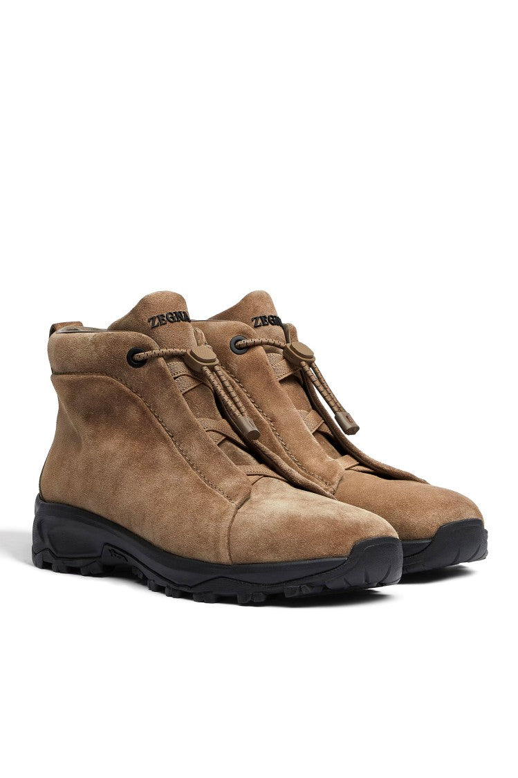 Zegna Vetta Triple Stitch High-Top Suede Sneakers