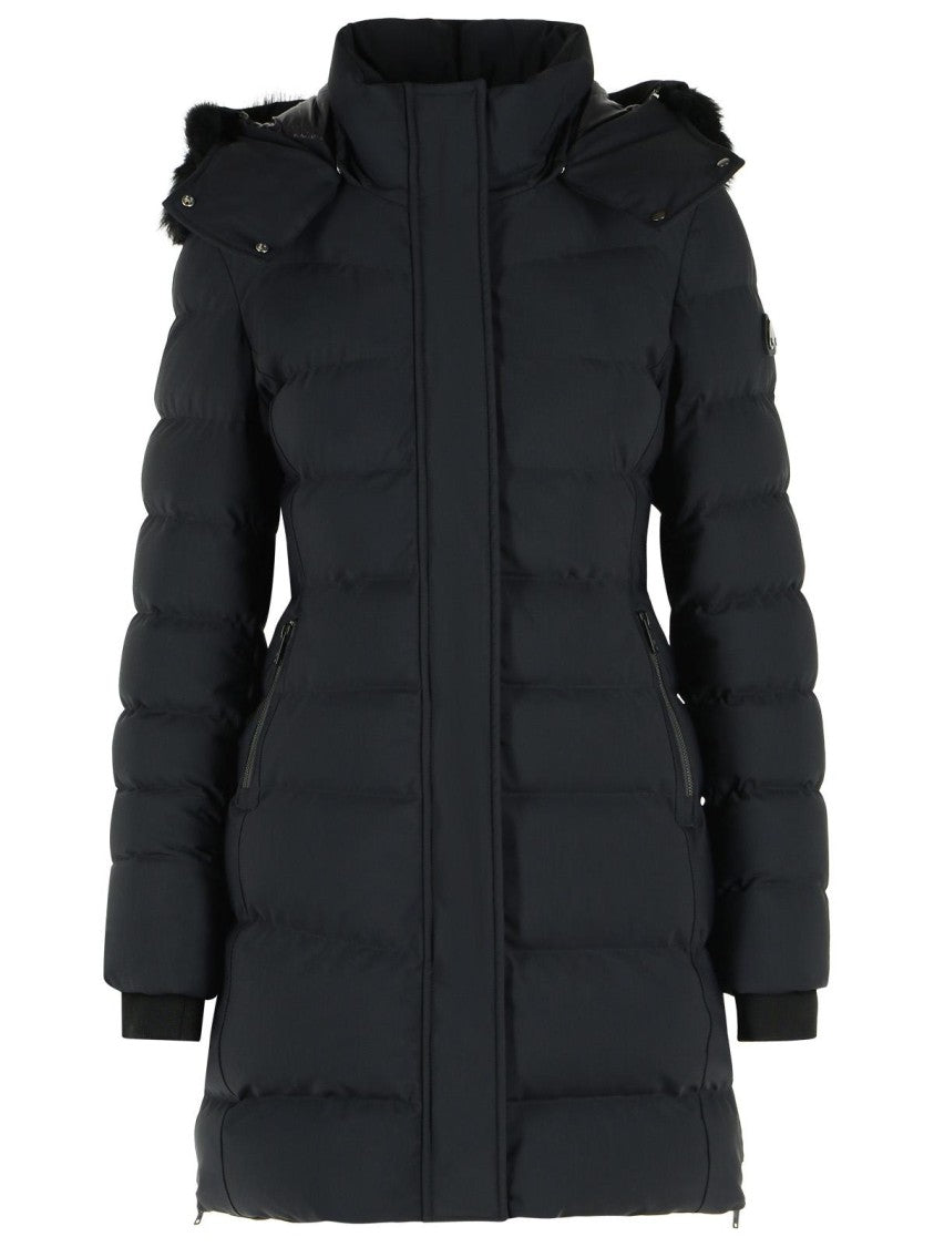 Moose Knuckles Black Nylon Blend Parka With Removable Hood
