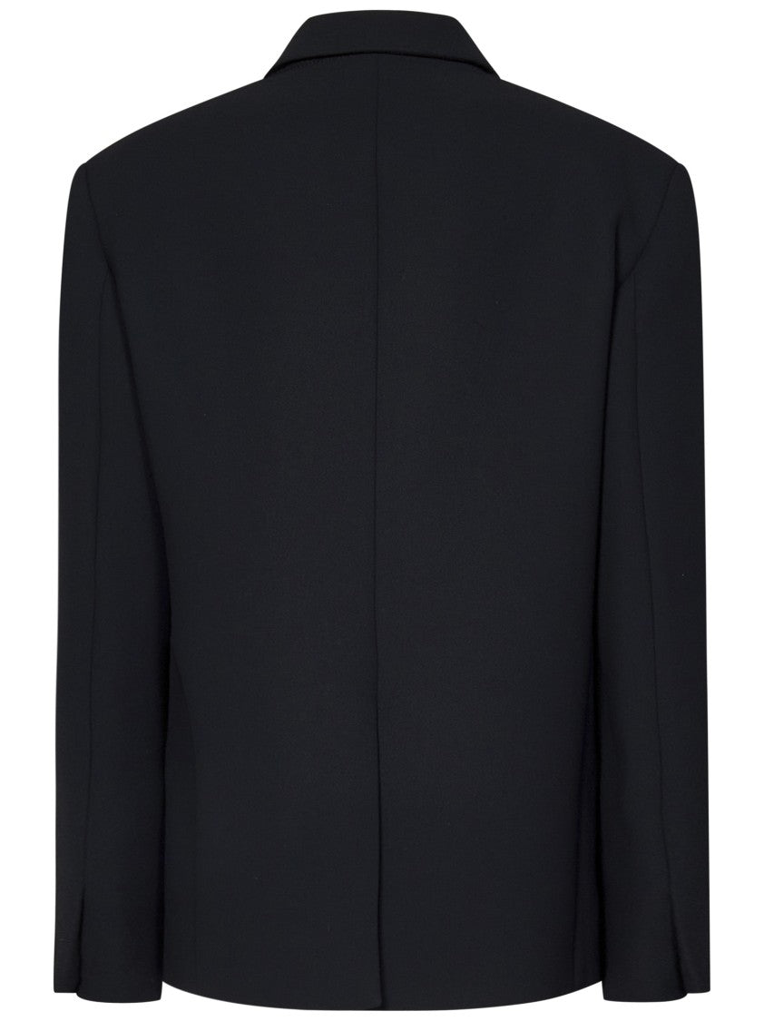 Khaite Double-Breasted Black Coat