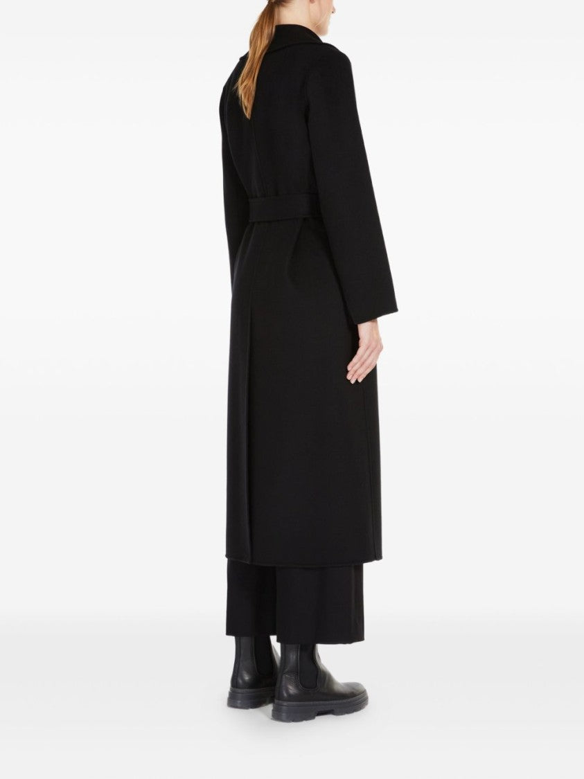 Max Mara Double Draped Black Wrap Coat