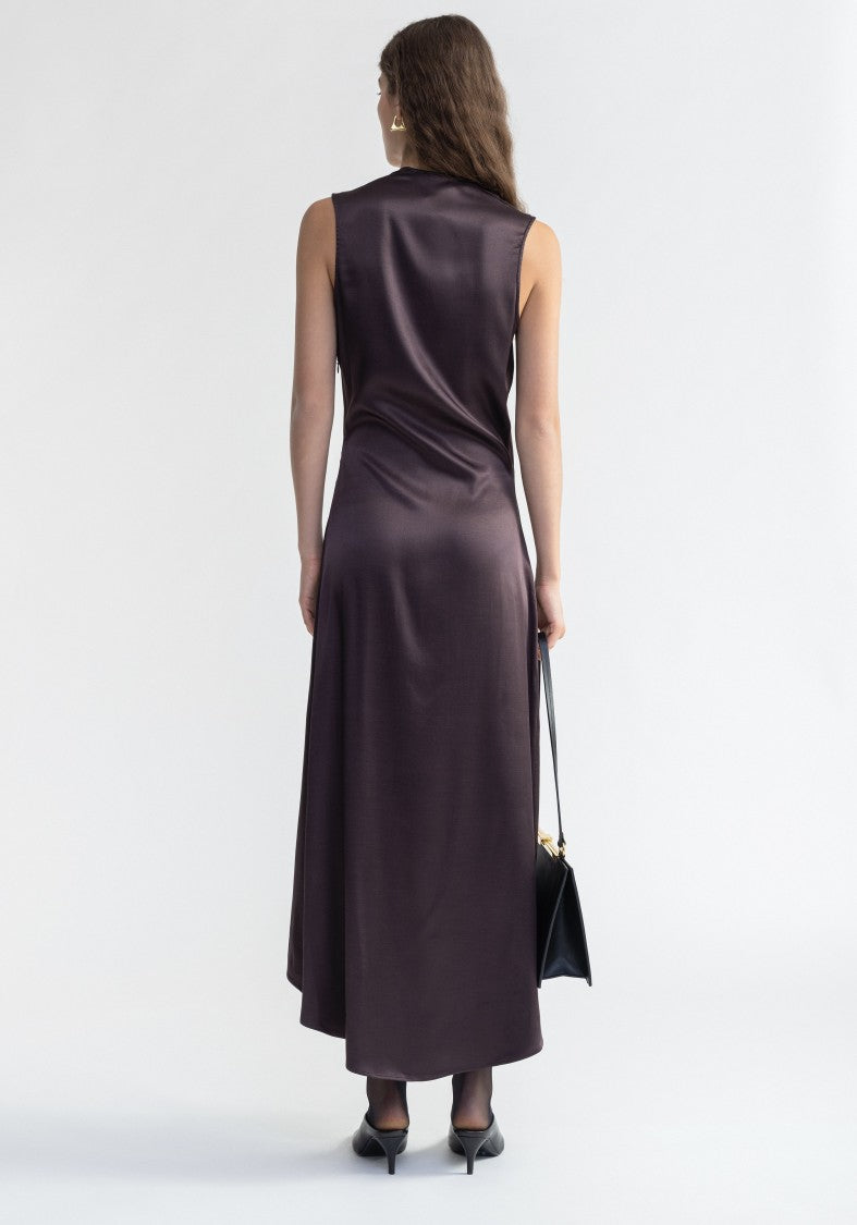 Aeron Sansa - Satin Asymmetrical Midi Dress