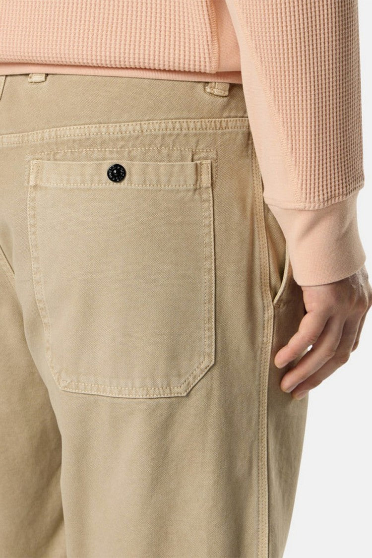 Stone Island Beige Side Badge Straight-Leg Cotton Pants