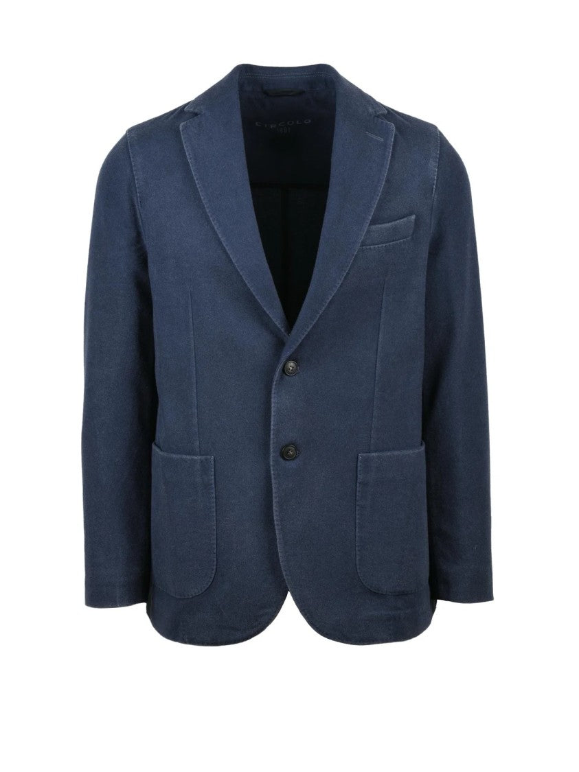 Circolo 1901 Fitted Navy Blazer With Notch Lapel And Button Closure