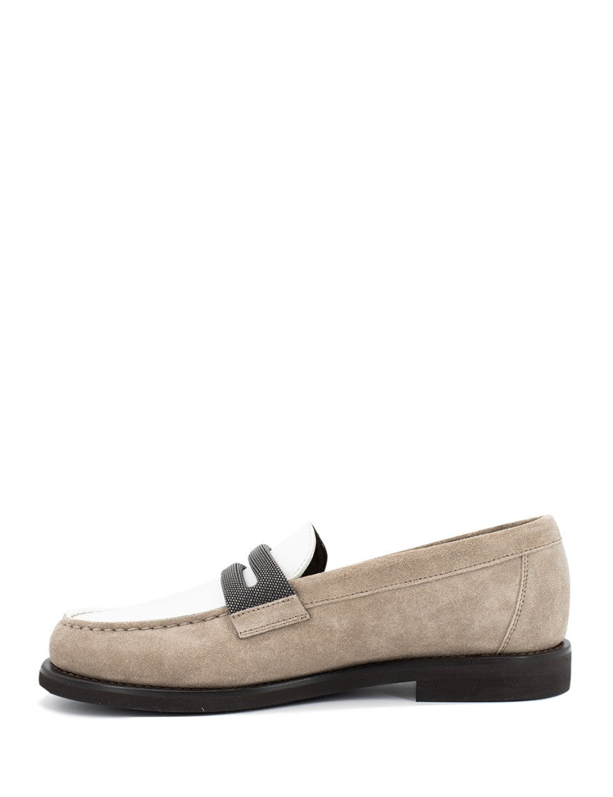Brunello Cucinelli Hand-Embroidered Leather Moccasins With Polished Finish