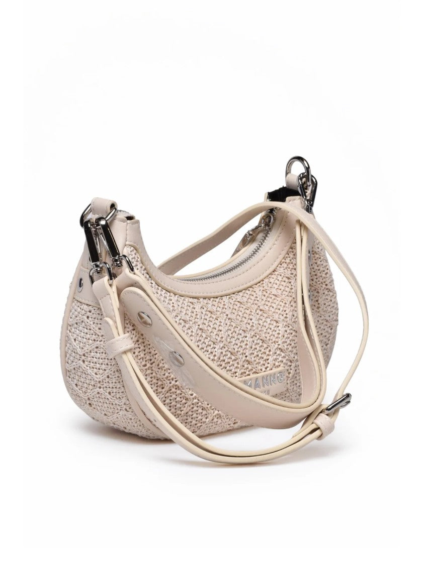 Ermanno Firenze Hobo Terra Straw Shoulder Bag With Prominent 'E' Emblem