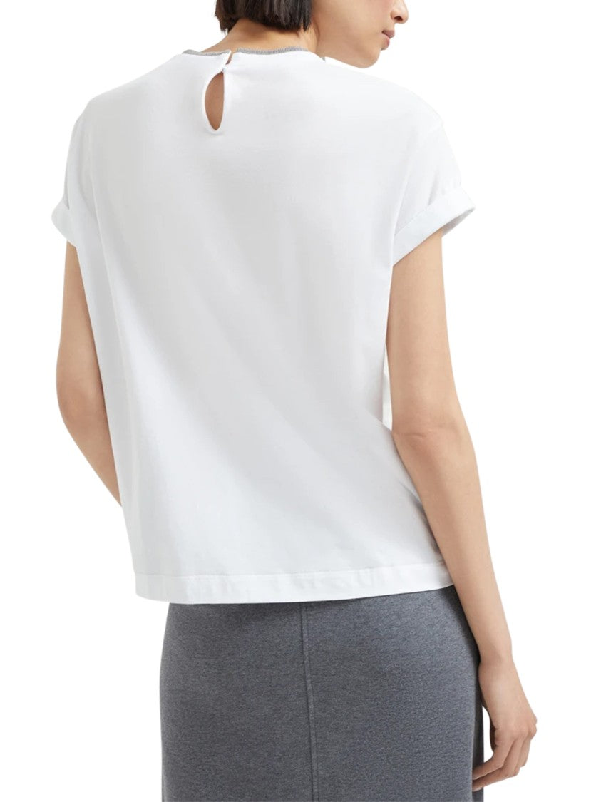 Brunello Cucinelli Relaxed Fit Keyhole Detail T-Shirt