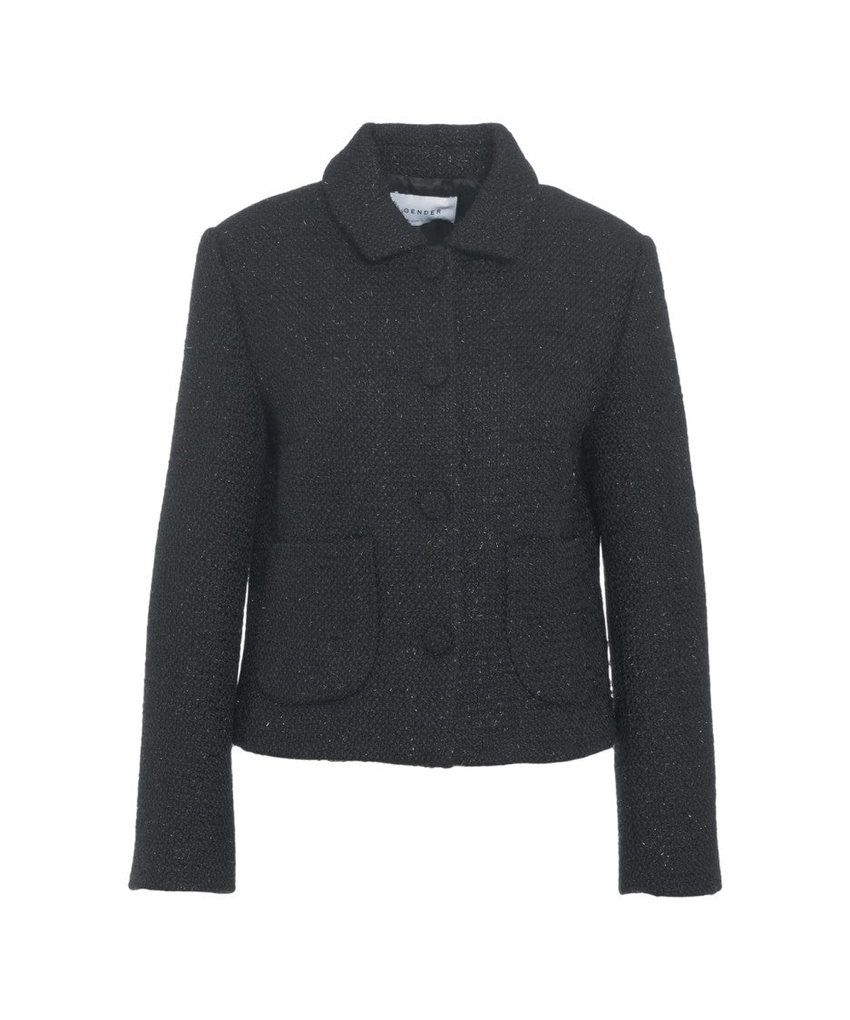 Gender Textured Woven Structured Jacket With Classic Collar