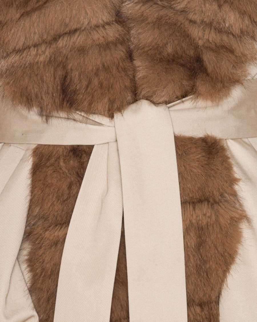Rotate Beige Faux Fur Collar Jacket