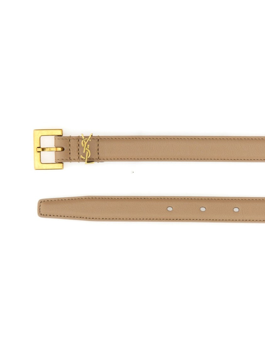 Saint Laurent Cassandre Reversible Slim Leather Belt