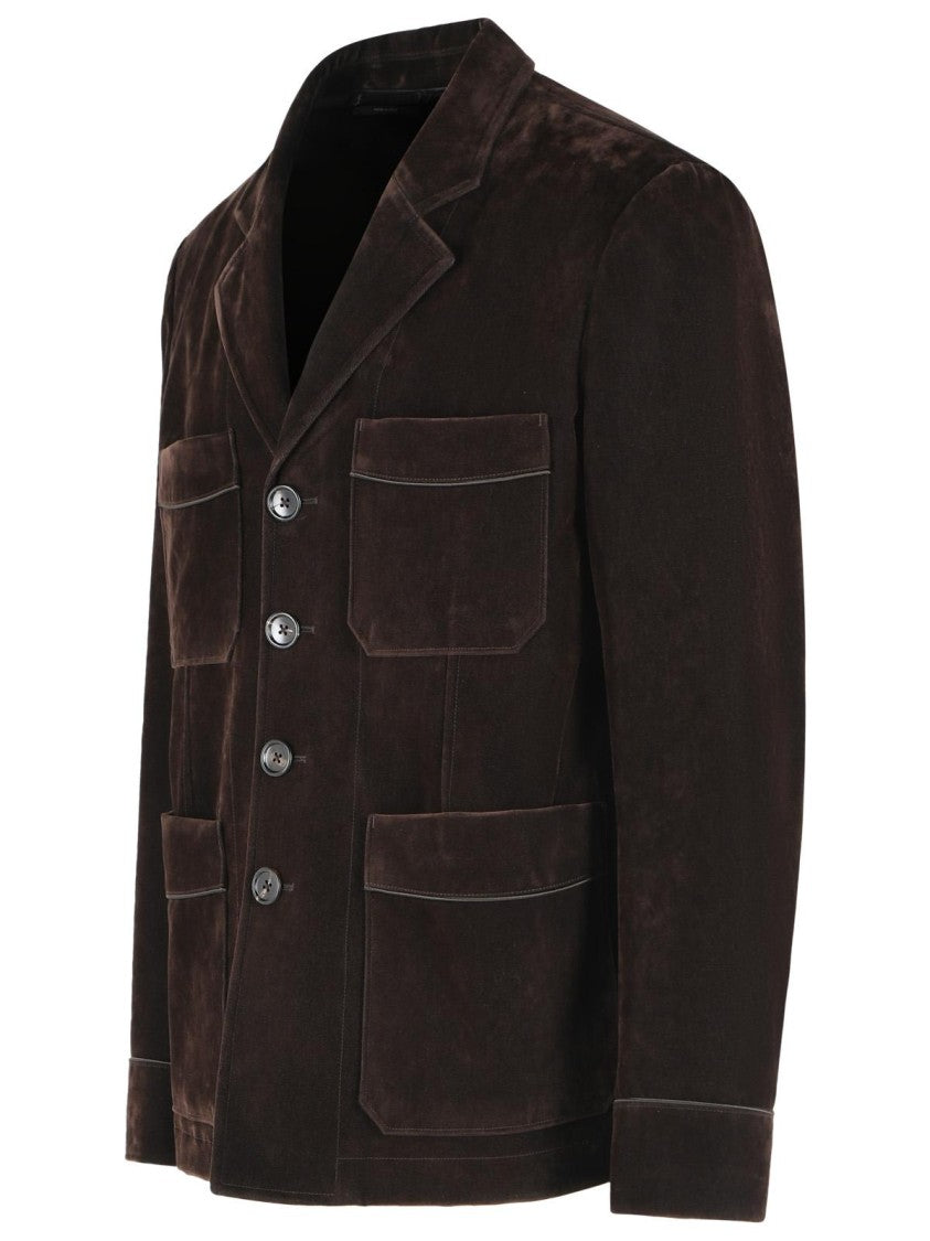Tom Ford Blazer In Brown Cotton Blend