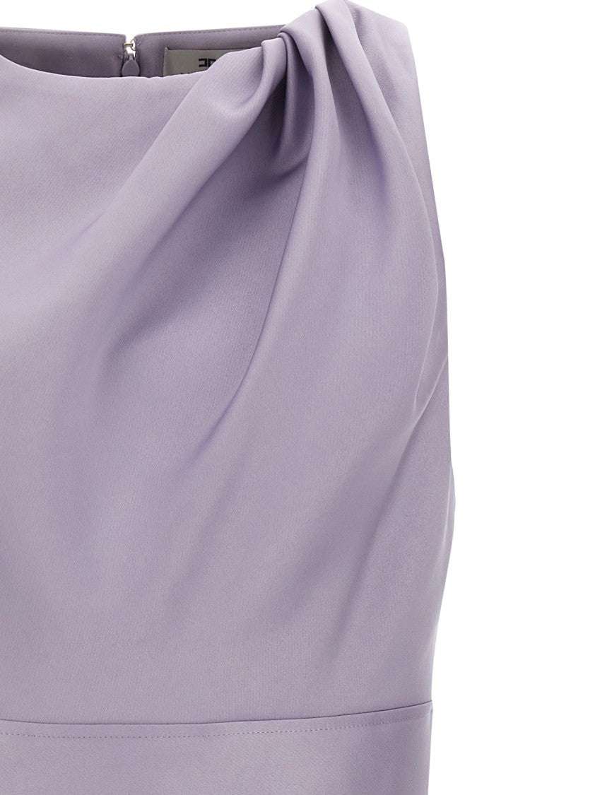 Elisabetta Franchi Draped Mini Dress With Hourglass Silhouette And Appliqué Detail