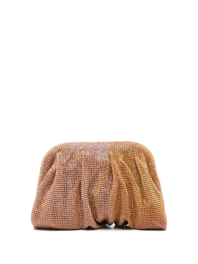 Benedetta Bruzziches Vibrant Sunset Orange Crystal Mesh Clutch