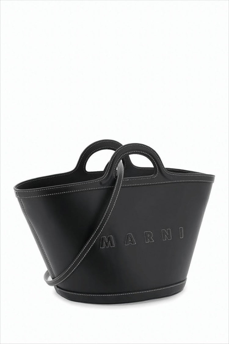 Marni Structured Leather Tote With Cut-Out Handles And Embossed Details