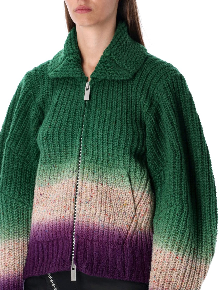 Sacai Multicolor Knitted Wool Bomber Cardigan