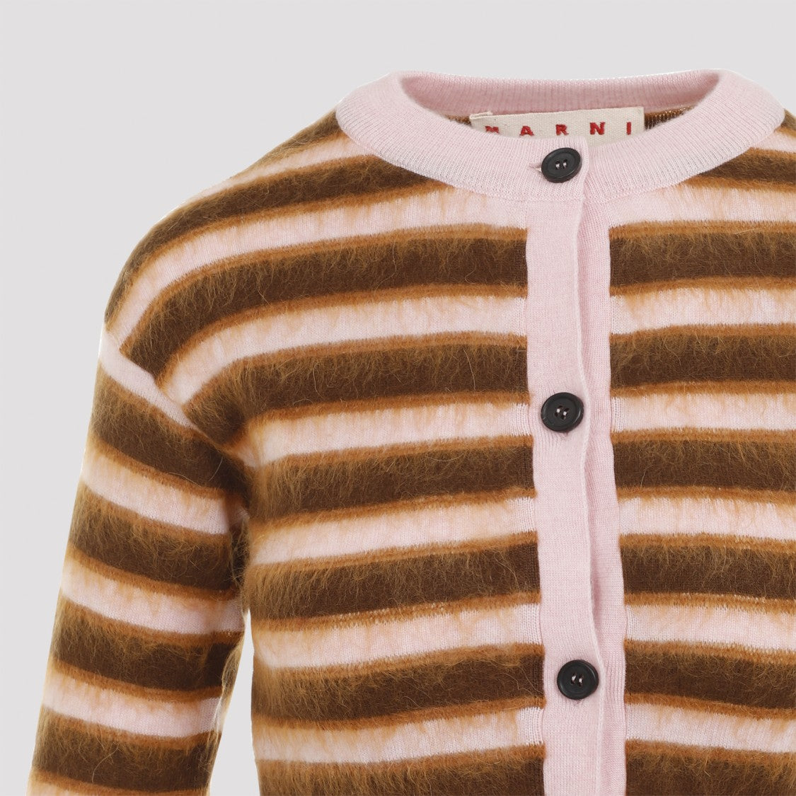 Marni Brown Pink Wool Cardigan