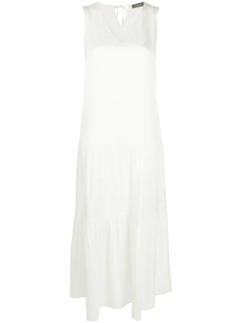 Lorena Antoniazzi Sleeveless Midi Dress With V-Neckline And Tiered Skirt