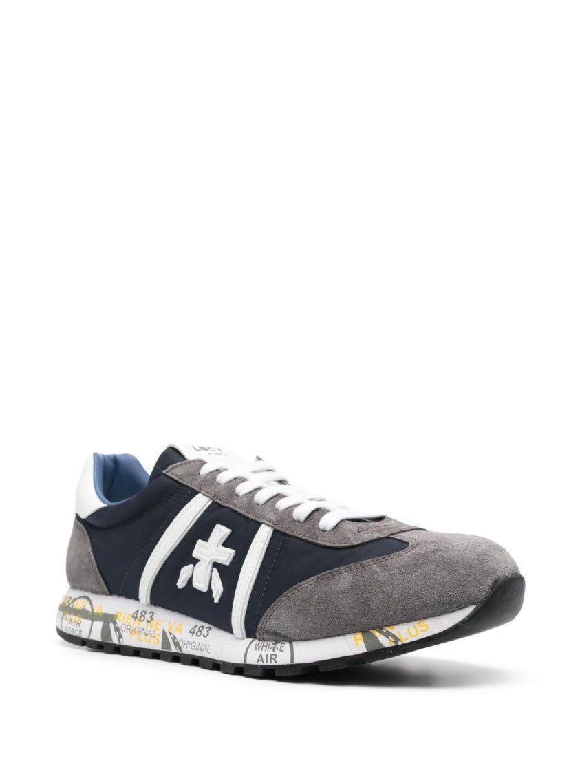 Premiata Midnight Blue Multi-Panel Suede Sneakers