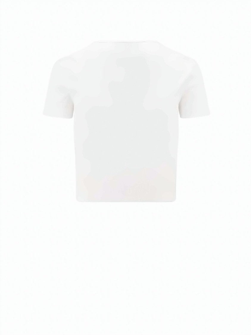 Fendi Ribbed Fendi Cropped Short-Sleeve Top