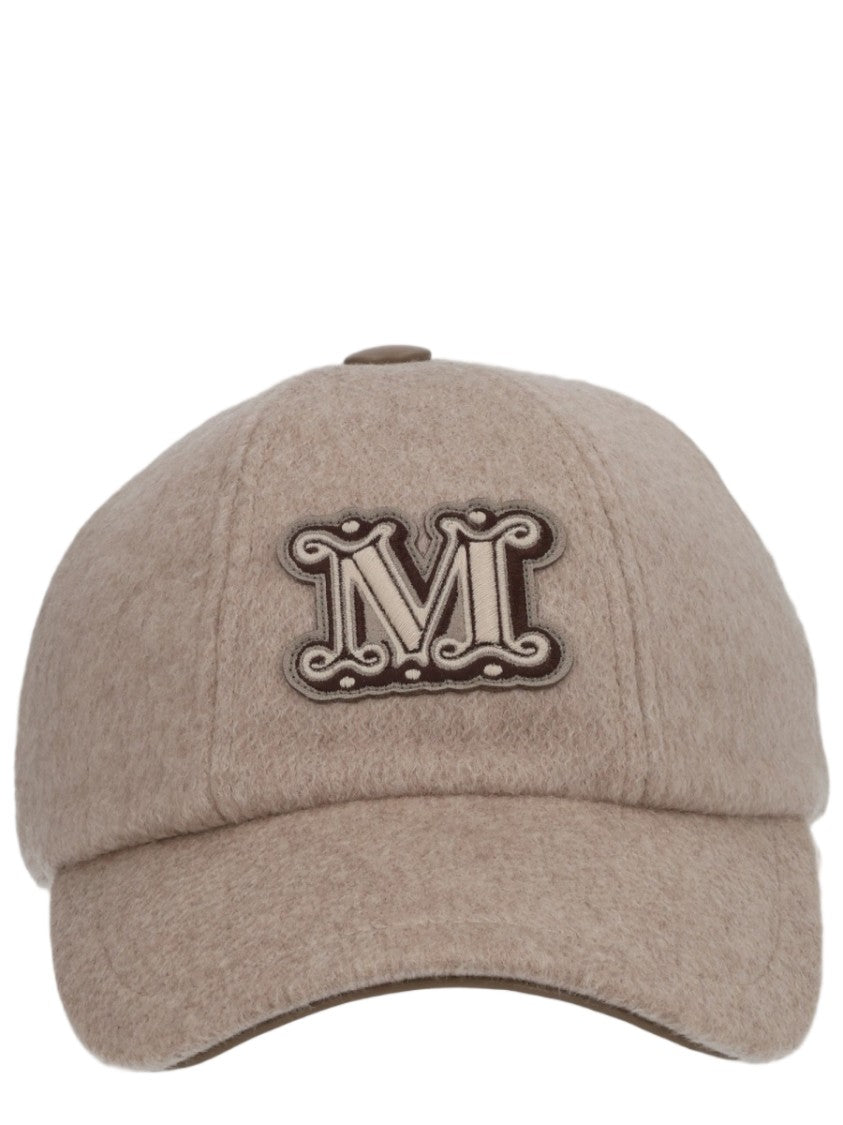 Max Mara Cashmere Baseball Cap With Embroidered Emblem And Adjustable Strap