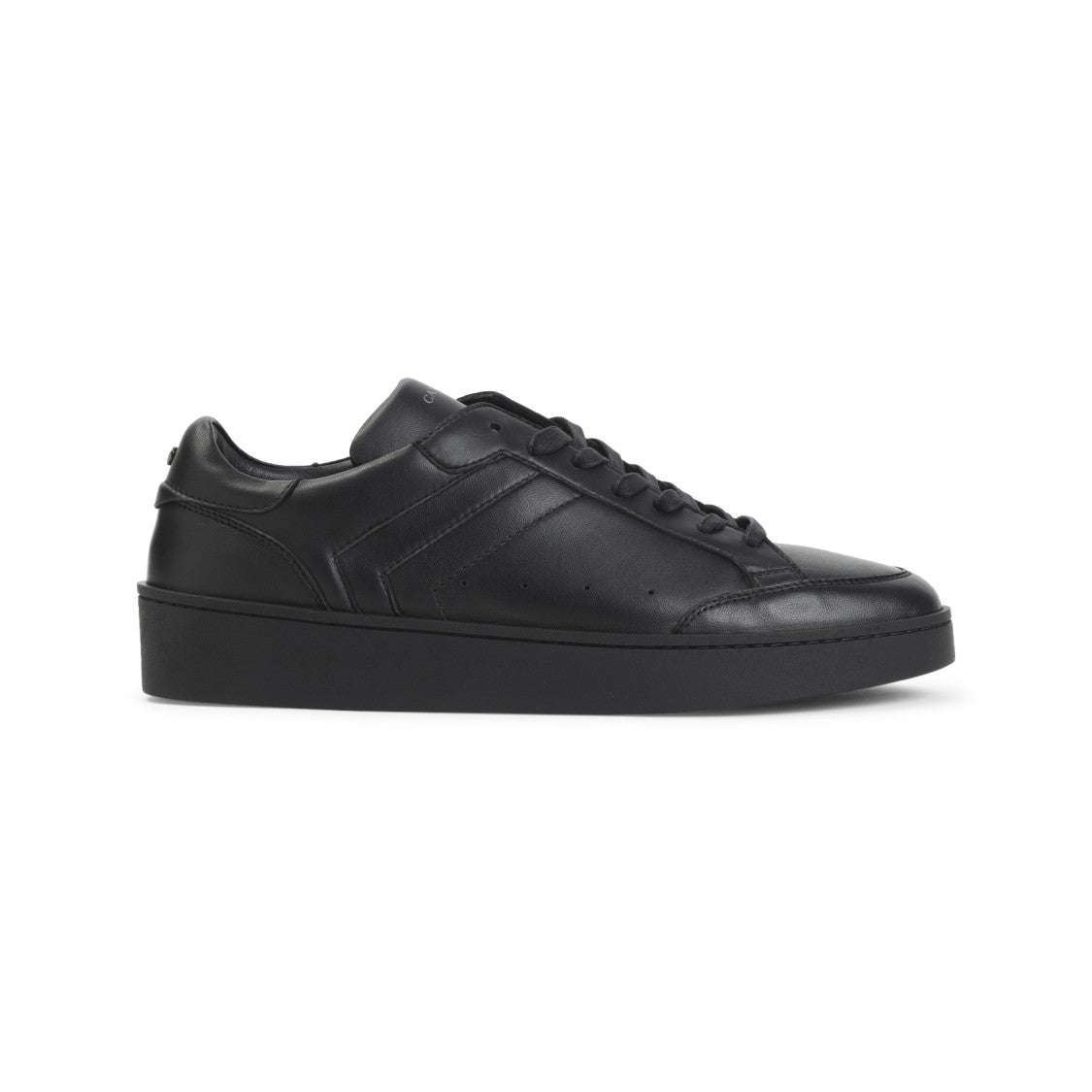 Canali Black Ovine Leather Sneakers With Rubber Sole