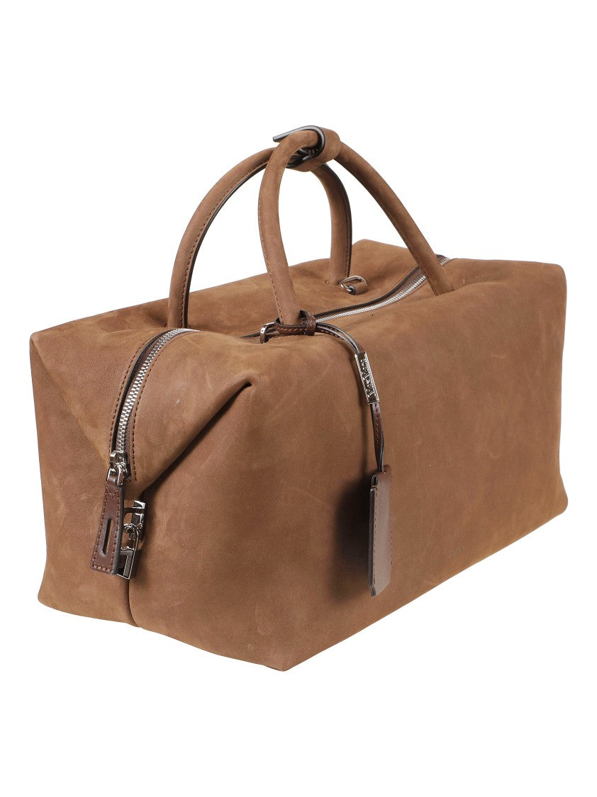 Max Mara Rectangular Suede-Like Brown Bag With Zipper Closure