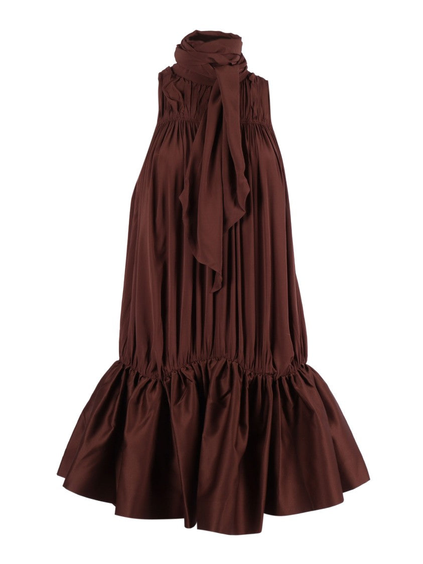 Rotate Potting Soil Gathered Mini Dress
