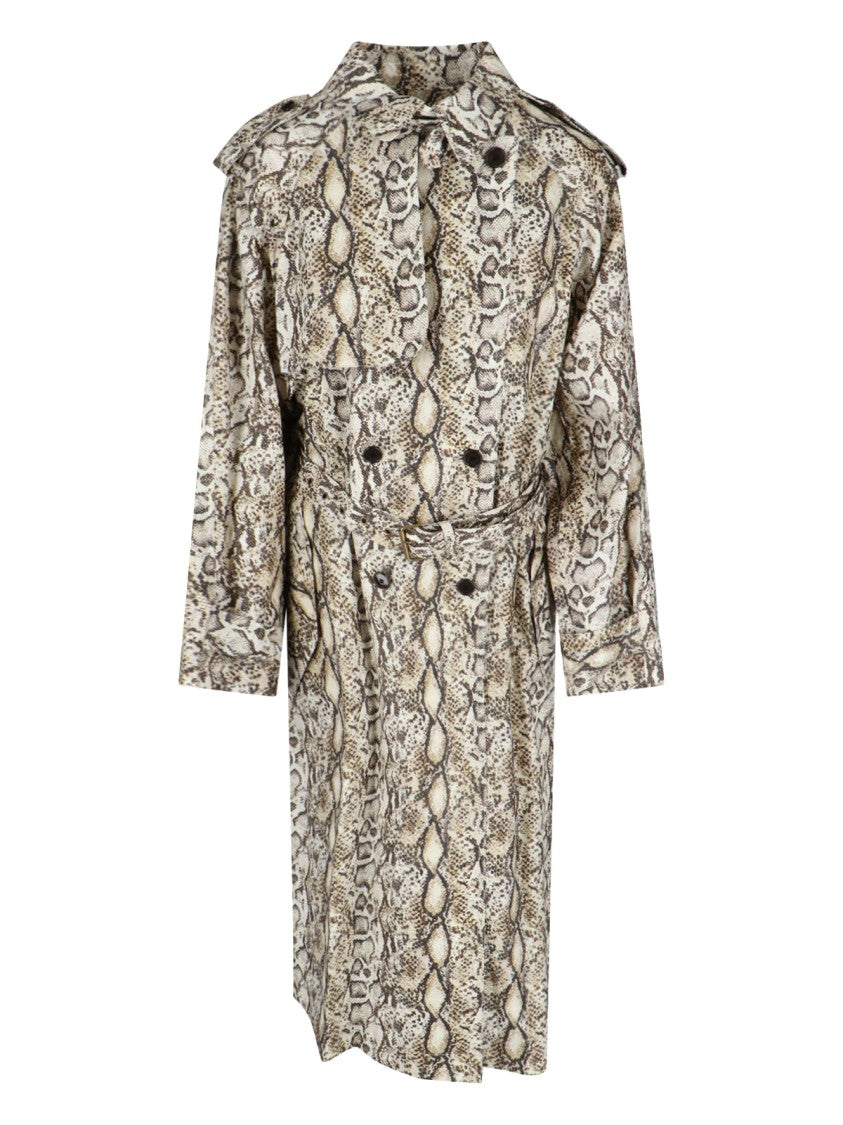 Isabel Marant "Freanne" Python Print Trench Coat – Beige