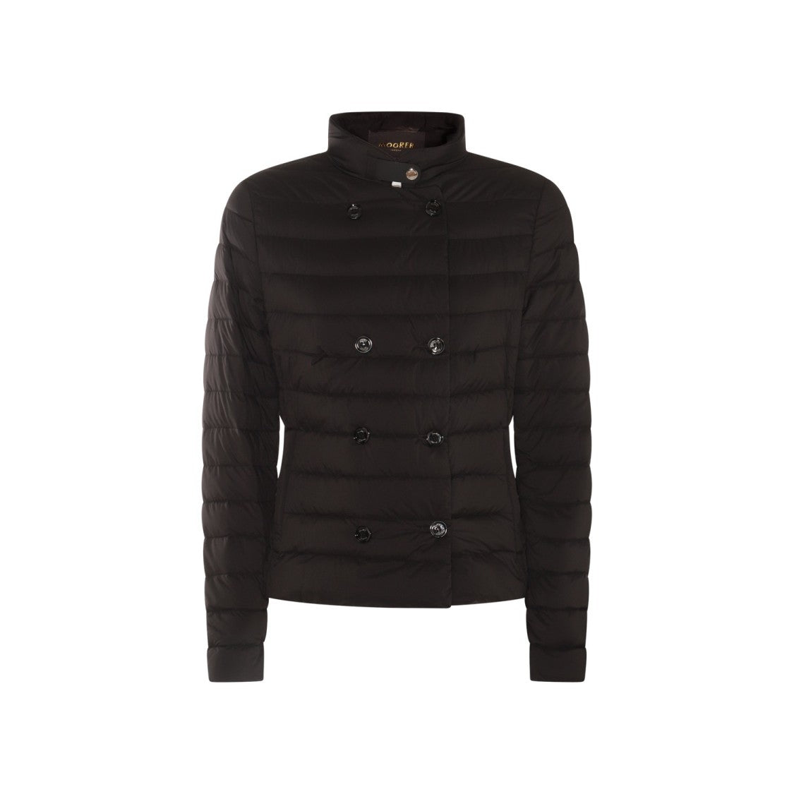 Moorer Quilted Black Down Coat With High Collar