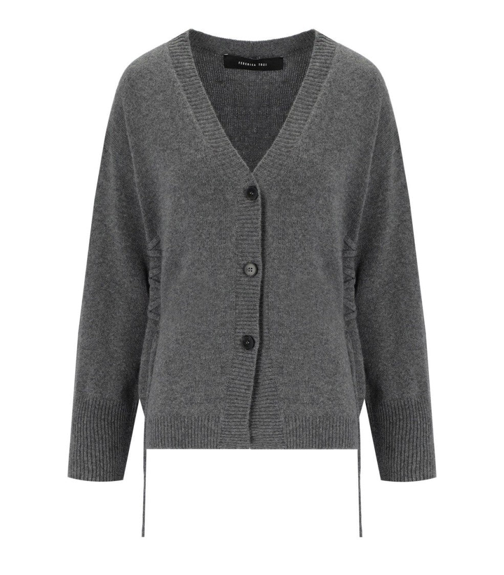 Federica Tosi Grey Cardigan With Laces